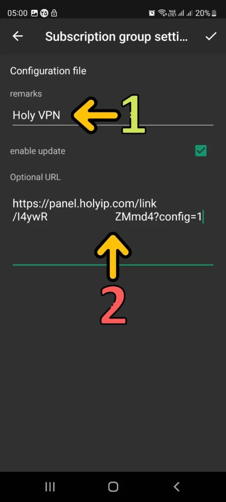 Holy VPN v2rayNG Android Tutorial 10